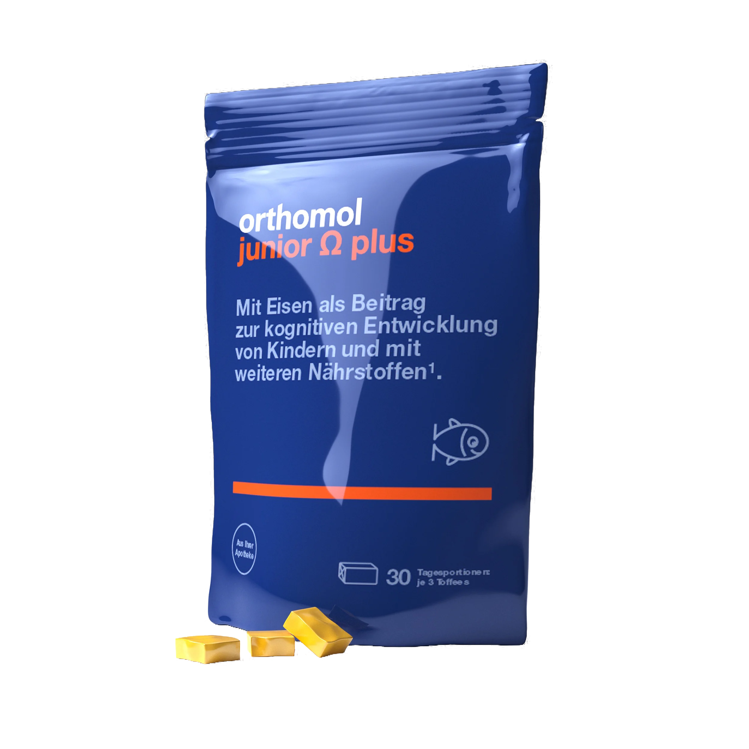 Orthomol Junior Omega Plus — жувальні іриски 30 порцій