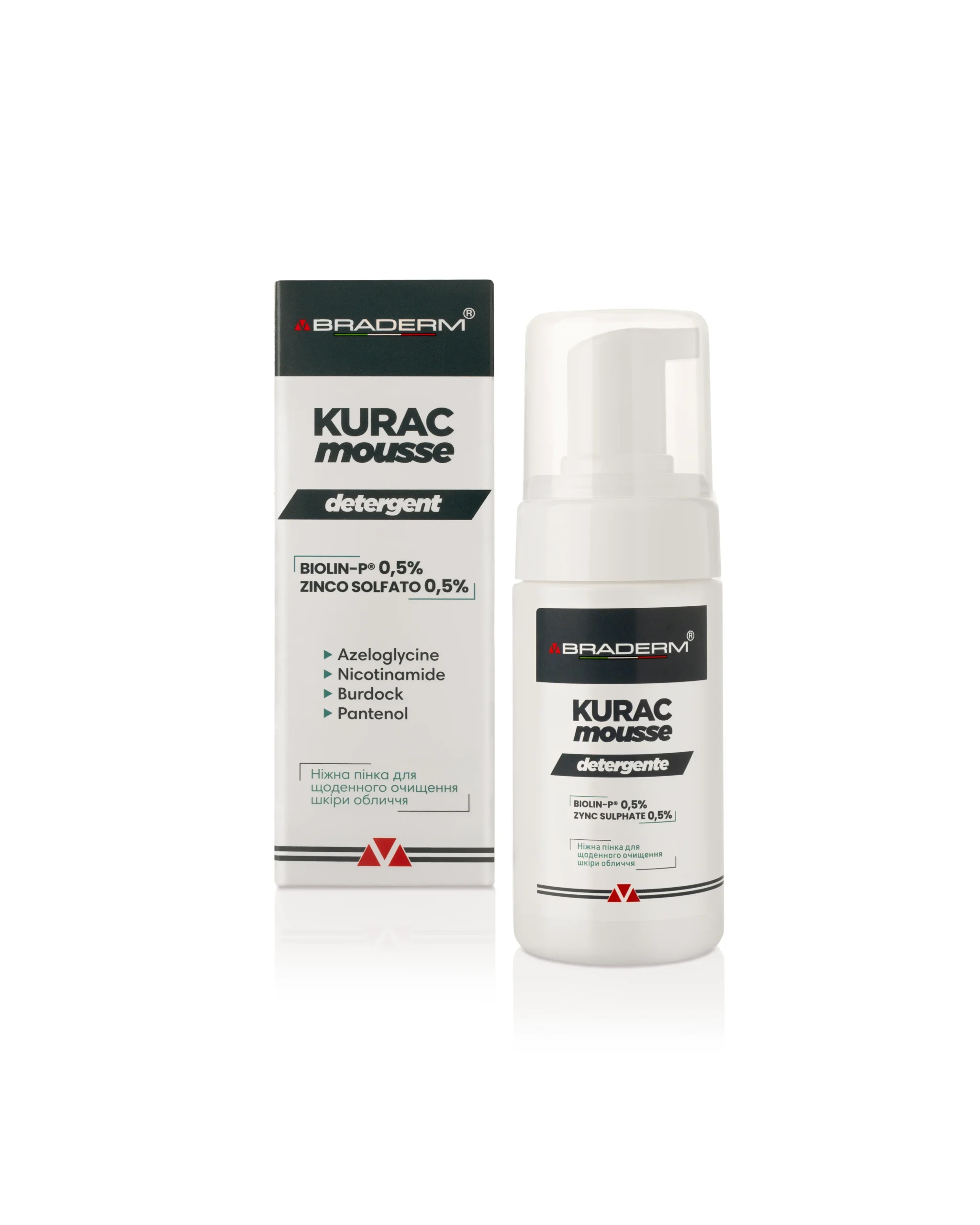 Braderm Kurac Mousse — ніжна пінка для вмивання з пребіотиками 100 мл
