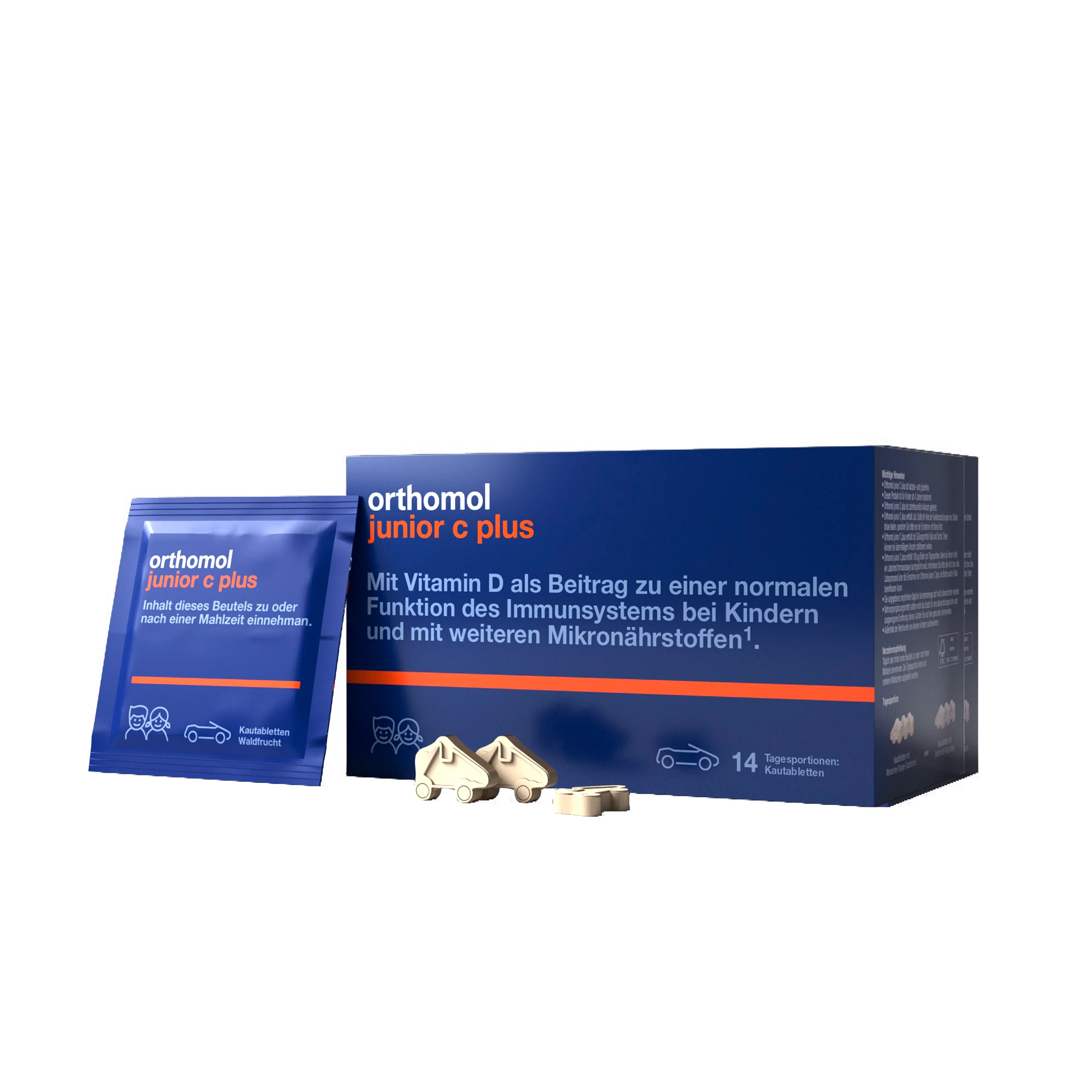 Orthomol Junior C Plus — жувальні машинки лісові ягоди та апельсин 14 порцій