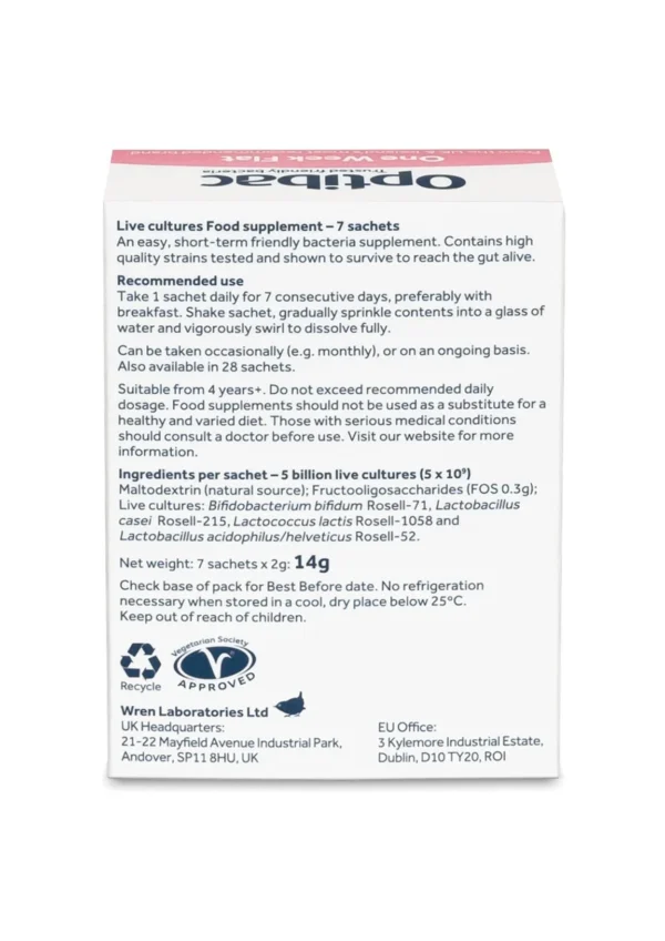 Optibac One Week Flat — пробіотик з пребіотиком при вздутті - 7 саше