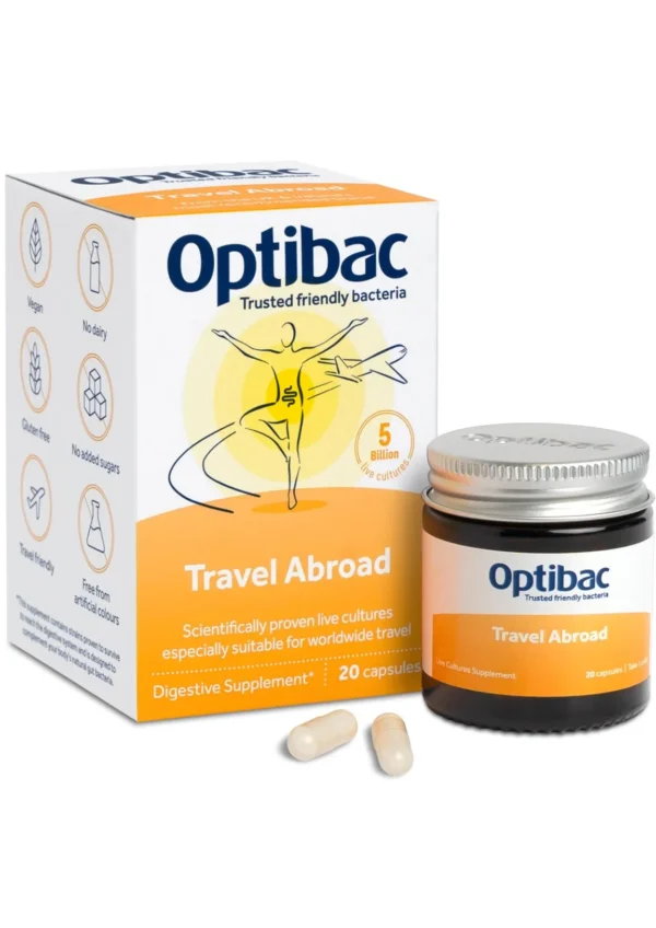 Optibac Travel Abroad — пробіотики для комфортних подорожей 20 капсул
