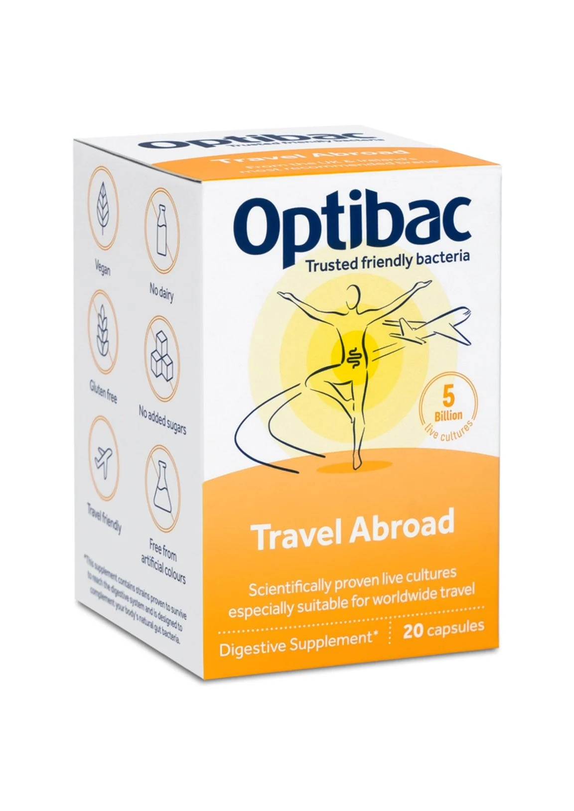 Optibac Travel Abroad — пробіотики для комфортних подорожей 20 капсул