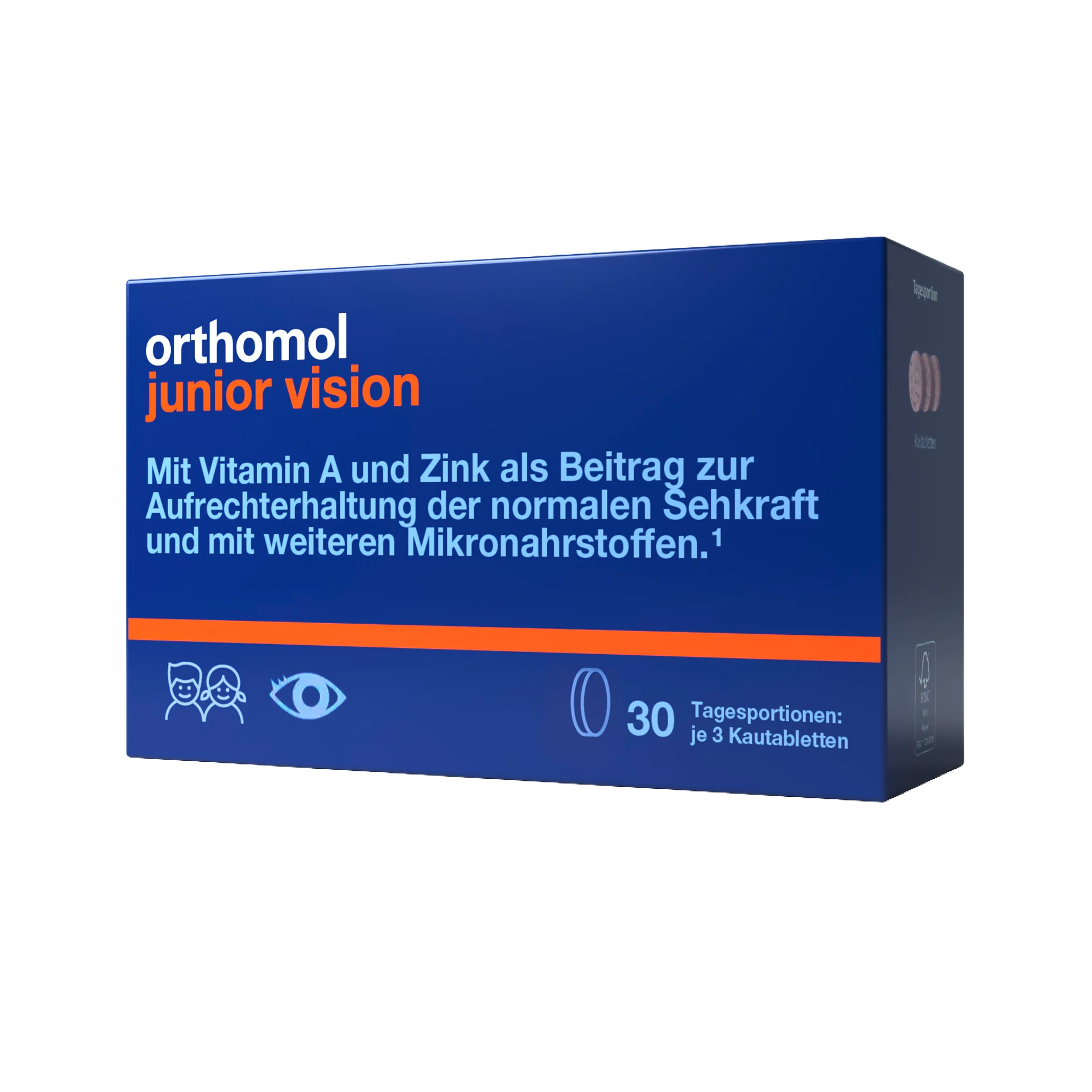 Orthomol Junior Vision — жувальні таблетки чорниця-персик 30 таблеток