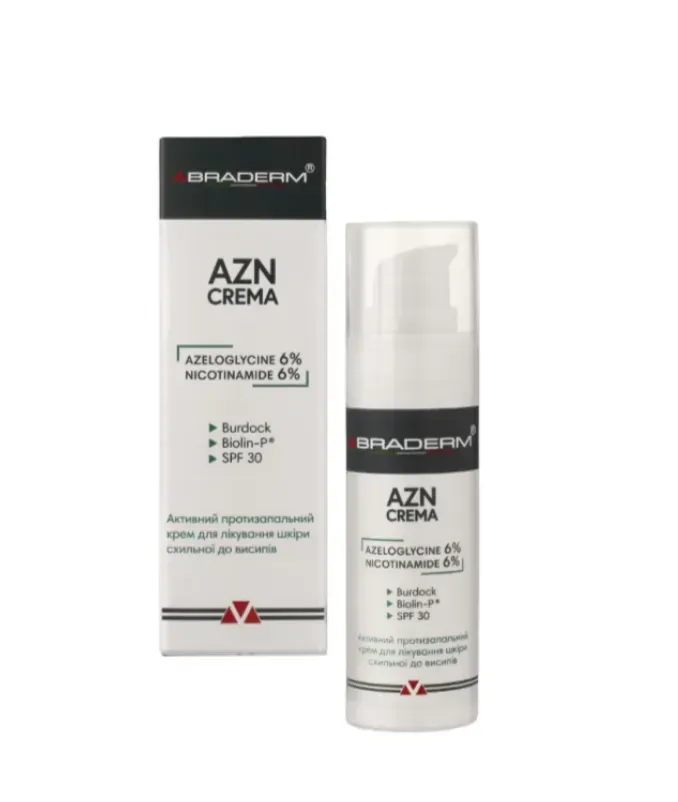 Braderm AZN Cream SPF 30 — сонцезахисний крем з протизапальним ефектом 30 мл